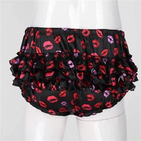 YONGHS Homme Sissy Slip Sexy Bloomers Volant Sous vêtement Shorty Gay