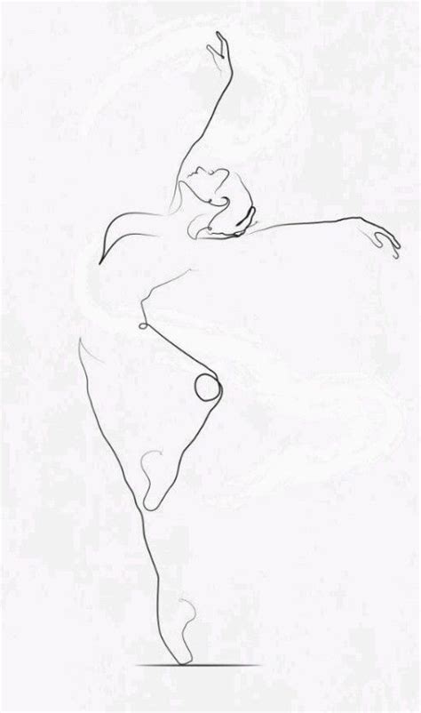 A Line Drawing Of A Ballerina In The Middle Of A Dance Pose With Her