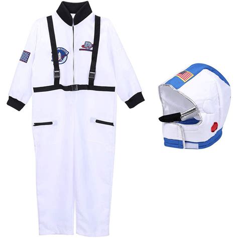 School Career Day Cosplay Spaceman Astronaut Kids White Uniform