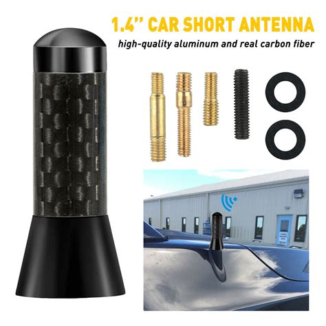 Car Black Stubby Short Bee Sting Carbon Fibre Aerial Ariel Arial Mast