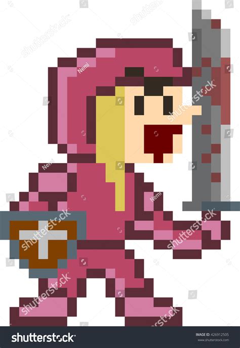 Pixelart Knightgirlanimestyled Knightgirl Pixelart Vector Illustration ...