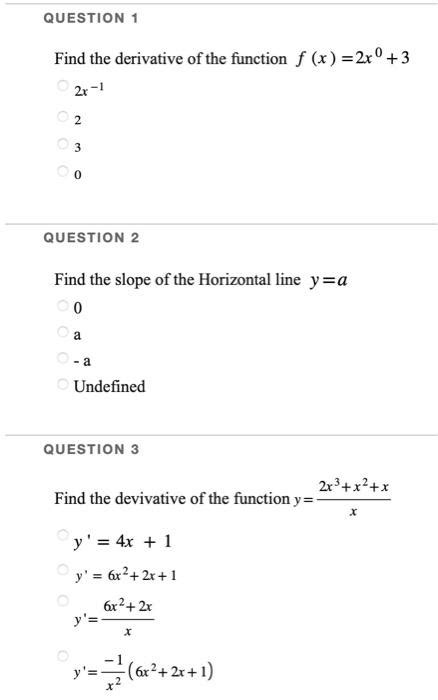 Solved Find The Derivative Of The Function Fx2x03 2x−1 2