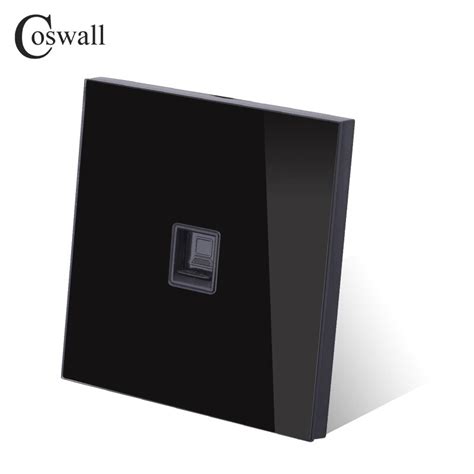 Coswall Crystal Tempered Glass Panel RJ45 CAT5E Internet Jack Wall Data