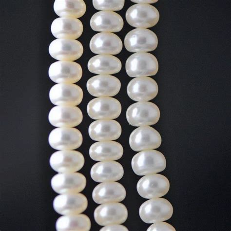 Button Freshwater Pearl 9mm White Rondelle Natural Pearls PL01 7