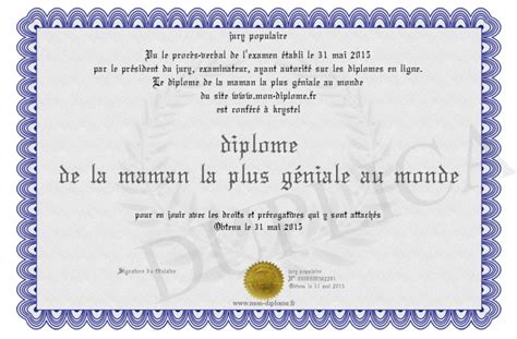 Diplome De La Maman La Plus Geniale Au Monde