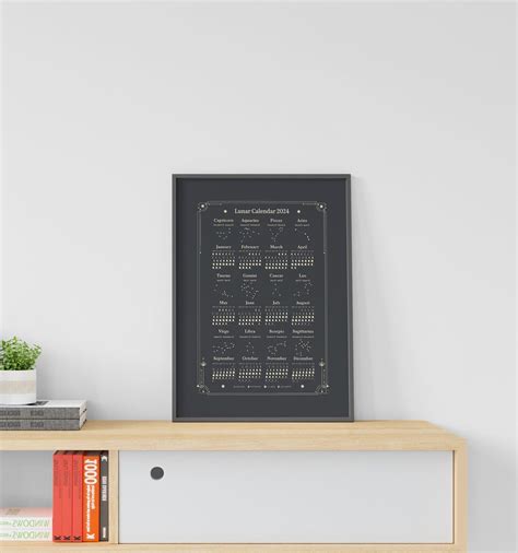 Moon Phase Calendar 2024 Multiple Size Poster/printable PDF Digital ...