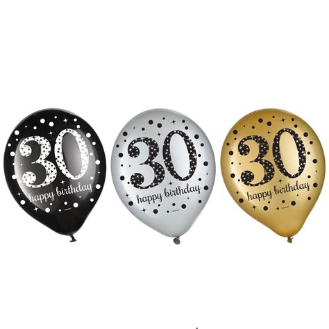 30th Birthday Balloons 15ct Sparkling Celebration Cool Kat Party