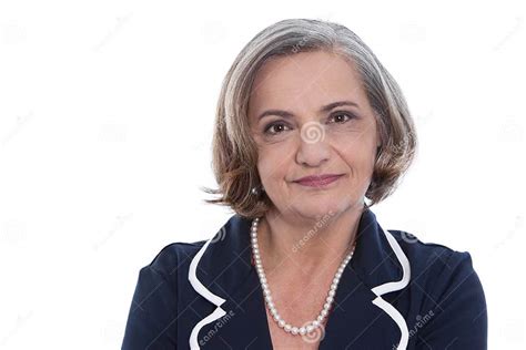 Isolated Portrait Of A Satisfied Senior Female Business Woman Stock