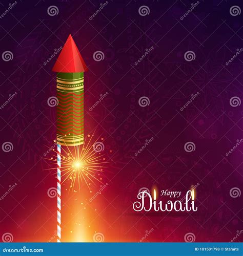 Diwali Cracket Rocket with Sparkle Stock Vector - Illustration of ...