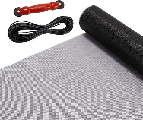 Flyzzz Window Screen Mesh Kit 48 X118 Black Screen Door Mesh Repair Kit For Window Patio