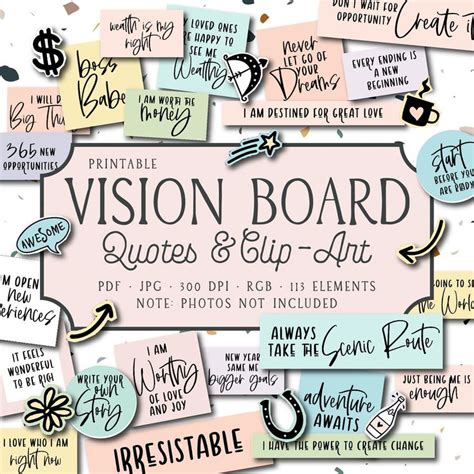 Vision Board Quotes And Clip Art Visioning Printables Etsy In 2021