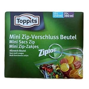 Toppits Ziploc Mini Zip Verschlußbeutel Sortimentsbox 20 x 150 ml 20