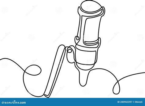 Continuous Line Drawing Of Vector Radio Station Microphone Icon Stock