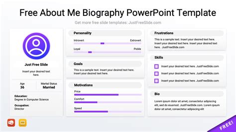 Free About Me Biography Powerpoint Template Just Free Slide