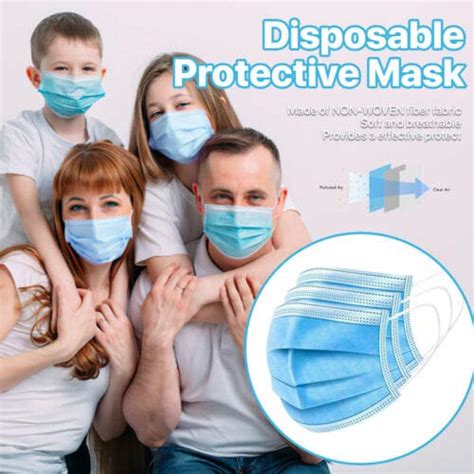 50 Pcs Disposable Face Masks Ppe Personal 3 Ply Face Masks Breathable