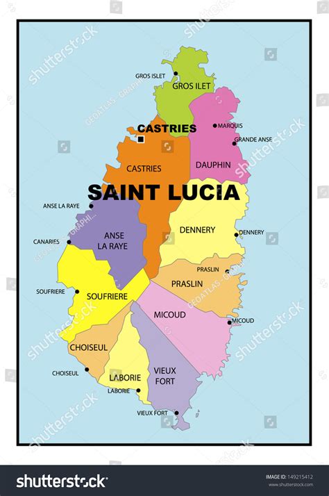 Political Map Of St Lucia Dannie Elisabeth