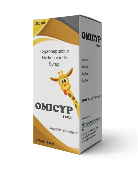 Omicyp Cyproheptadine Hydrochloride Syrup Packaging Type Box