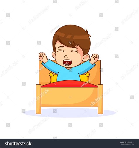 Little Boy Yawning Bed White Background Stock Vector Royalty Free