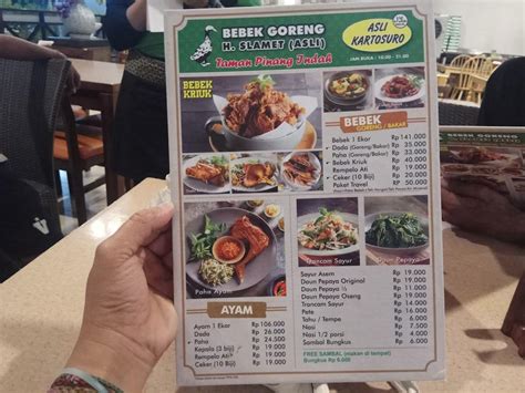 Menu At Bebek Goreng H Slamet Sidoarjo Restaurant Sidoarjo