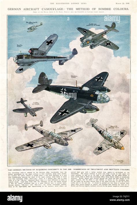 Illustrated London News Luftwaffe Aircraft Camouflage Stock Photo