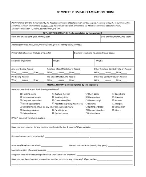 FREE 16+ Physical Examination Form Samples, PDF, MS Word, Google Docs, Excel