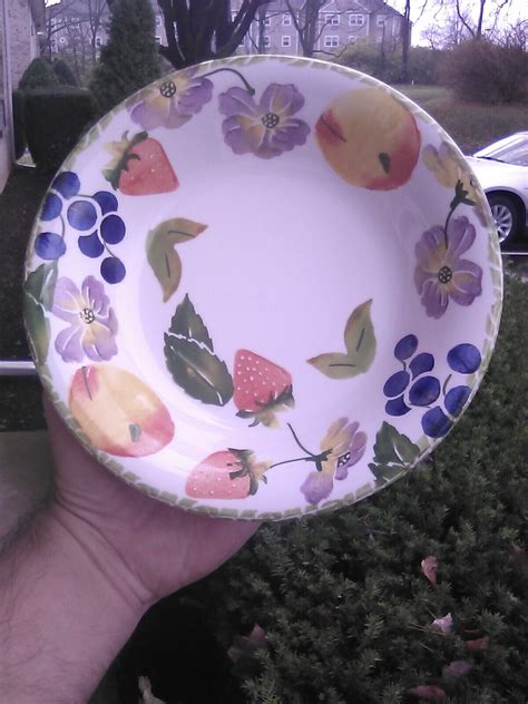 2 Ceramica San Marciano Hand Painted Flower And Fruit Plates Made