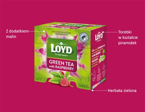 Herbata Zielona Loyd O Smaku Maliny 20 Torebek