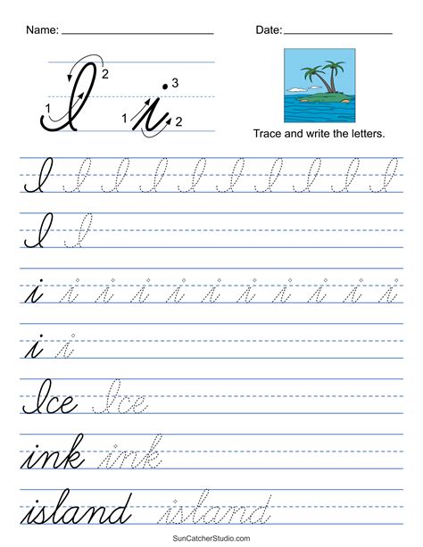 Printable Cursive Handwriting Worksheets (Practice Letters) – DIY Projects, Patterns, Monograms ...