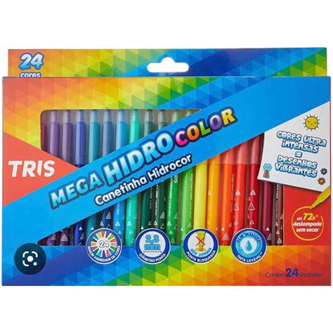 Caneta Hidrocor Cores Mega Hidro Color Tris Shopee Brasil