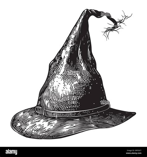 Vintage Witch Hat Hand Drawn Sketch Halloween Stock Vector Image Art