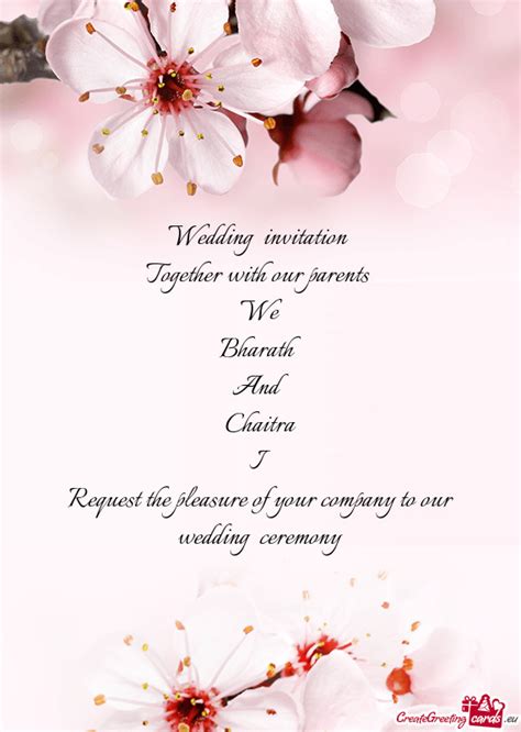 Request The Pleasure Of Your Company To Our Wedding Ceremony Free Cards