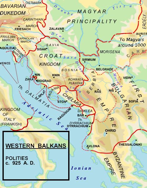 Map Of The Western Balkans 925 Ad European History World History