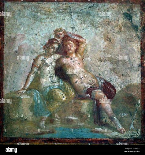 Fresco romano con Perseo y Andrómeda encontrado en Pompeya en la Casa