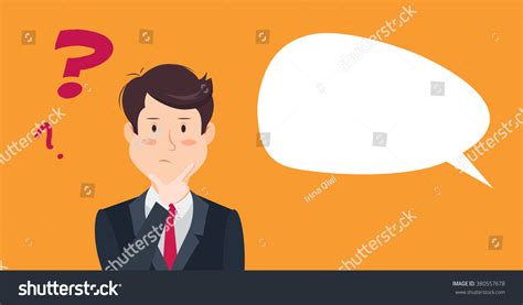 Thinking Man With Question Mark Cartoon Vector Illustration Of