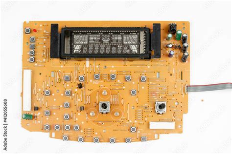 components of microprocessor devices are installed on a printed circuit ...