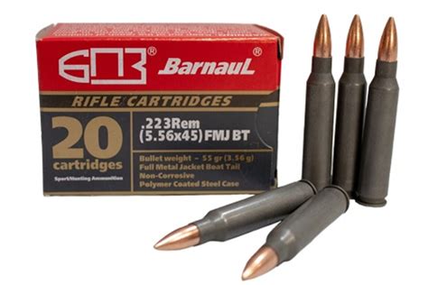 Barnaul 223 Rem Steel Case Ammunition 55 Grain Full Metal Jacket Case Of 500 Rounds