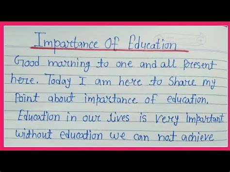 Write An Essay On Importance Of Education In English Short Speech