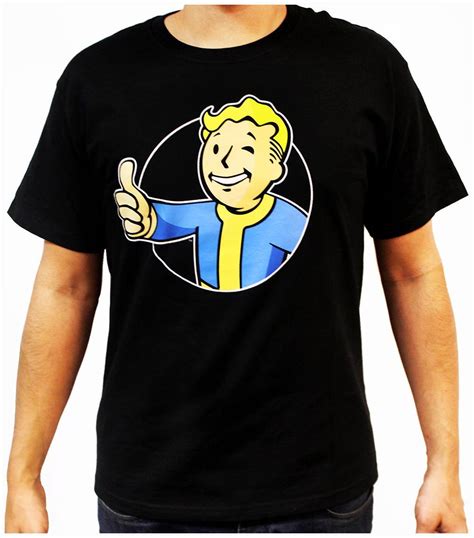 Fallout Vault Boy Red Circle Thumbs Up Boys Black T Shirt