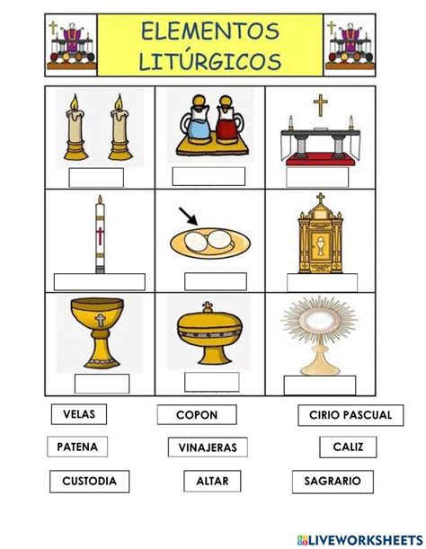 Elementos Liturgicos Activity Elementos Liturgicos Educaci N