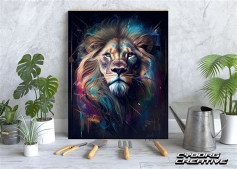 Digital Download lion Portrait Lion Painting Safari Animal Art Animal Wall Art Downloadable ...