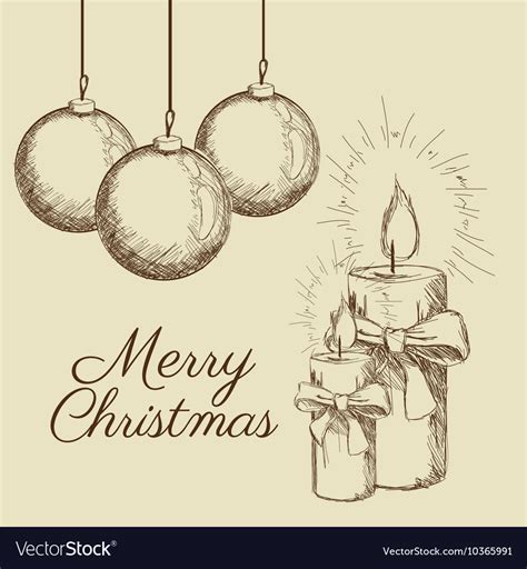 Merry christmas sketch design Royalty Free Vector Image