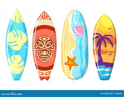 Surfboards Set Bodyboard Surfboard Print Design For Surfing Ride Or