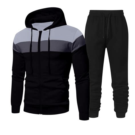 Stamzod Mens Track Suits 2 Piece Set Full Zipper Long Sleeve Jacket