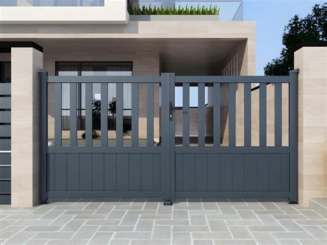 Portail battant aluminium semi ajouré L400 x H120 140 cm Anthracite