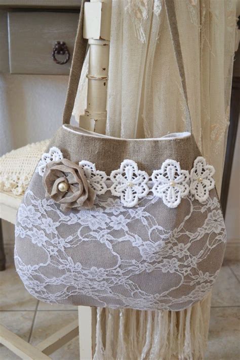 Sac Romantique Lin Dentelle Et Perle Sacs Main Par Latelierdeso