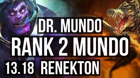 DR MUNDO Vs RENEKTON TOP Rank 2 Mundo 14 3 7 Godlike 300 Games