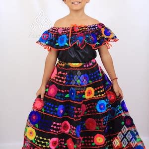 Vestido Traje Artesanal T Pico De Flores Chiapaneca De Ni A Etsy M Xico