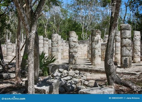 The Temple Of A Thousand Warriors Chichen Itza Mexico Royalty Free