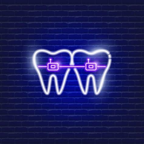 Premium Vector Teeth With Selfligating Braces Neon Icon Orthodontics