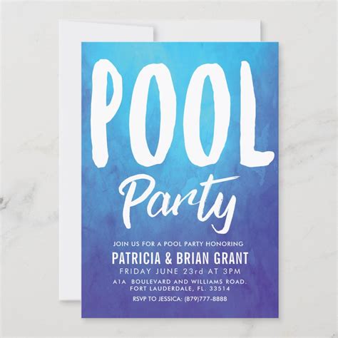 Bold Blue Pool Party Invite | Zazzle